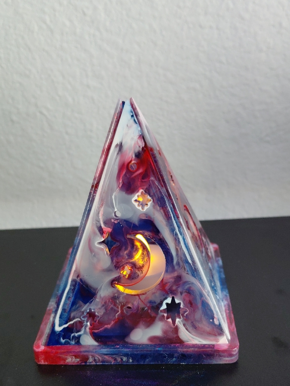 Handcrafted Battery Pyramid Tea Light/ Incense Burner